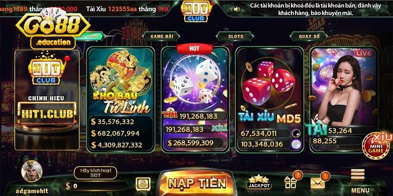 Đa dạng các trò chơi tại Go88 hit club